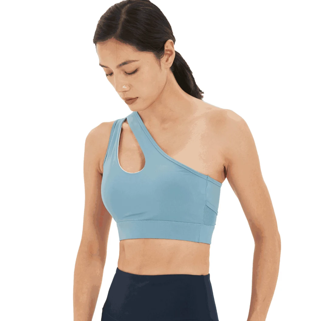 Ribbed Sport Woman One Shoulder Strappy Suppliers Women Fitness Yoga Top Women Clothing Sports Bra