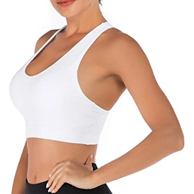 Criss Cross Back Padded Removable Cups Strappy Sports Bras Medium Support Yoga Bra