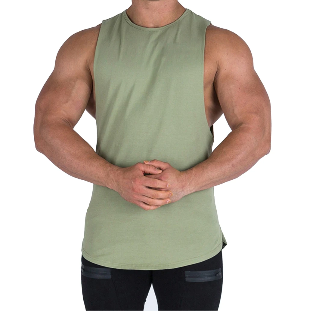 OEM Logo Wholesale Men Cotton String Singlet Fitness Bodybuilding Undershirt Training Sport Gym Breathable Tank Tops Vest for Men