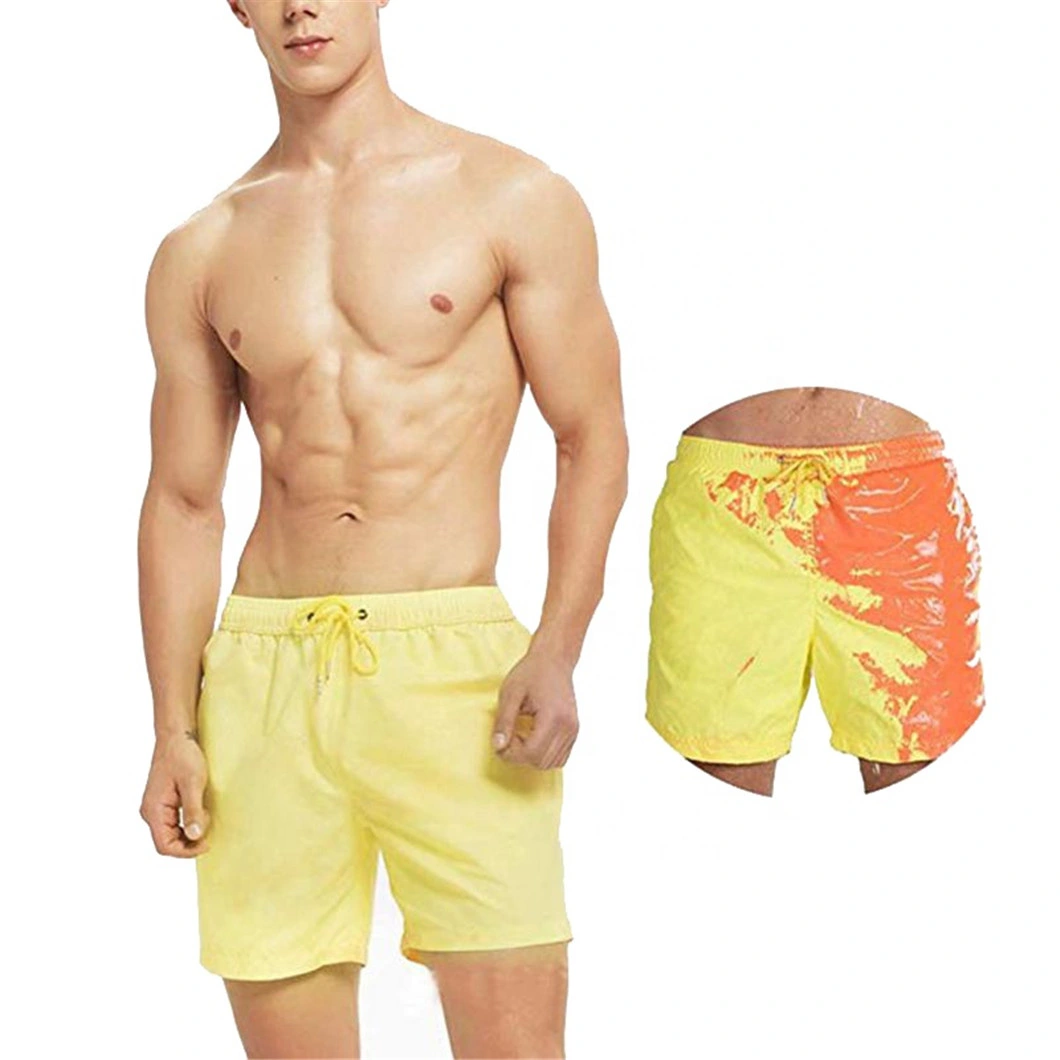 Unisex Beach Trunks Quick-Dry Swimming Trunks Three-Color Temperature-Sensitive Shorts Summer Home Boxers for Men and Women